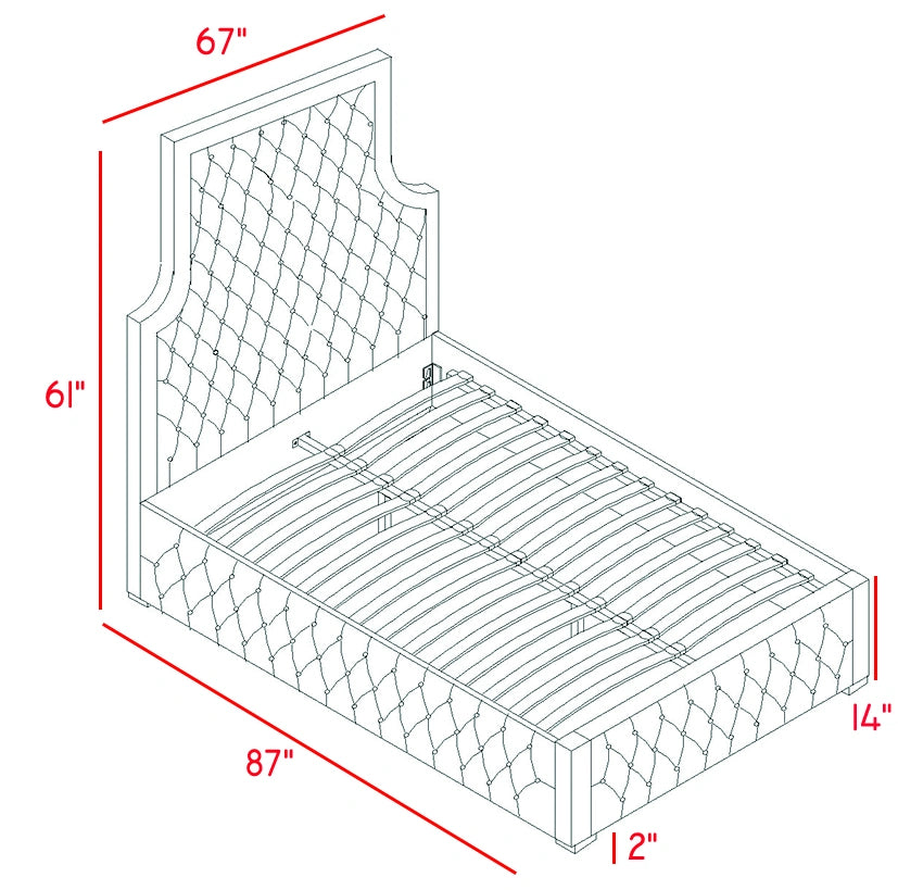 Sedona Cream Velvet Queen Bed