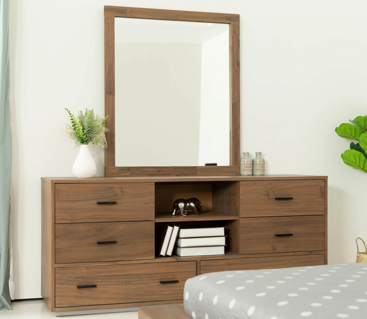 Fantasia - Contemporary Walnut & Grey 4-Piece Bedroom Set