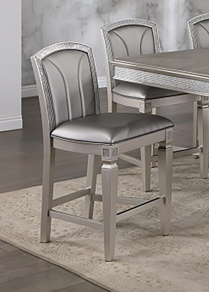 Crown Mark Furniture Klina Counter Height Chair in Silver (Set of 2) image