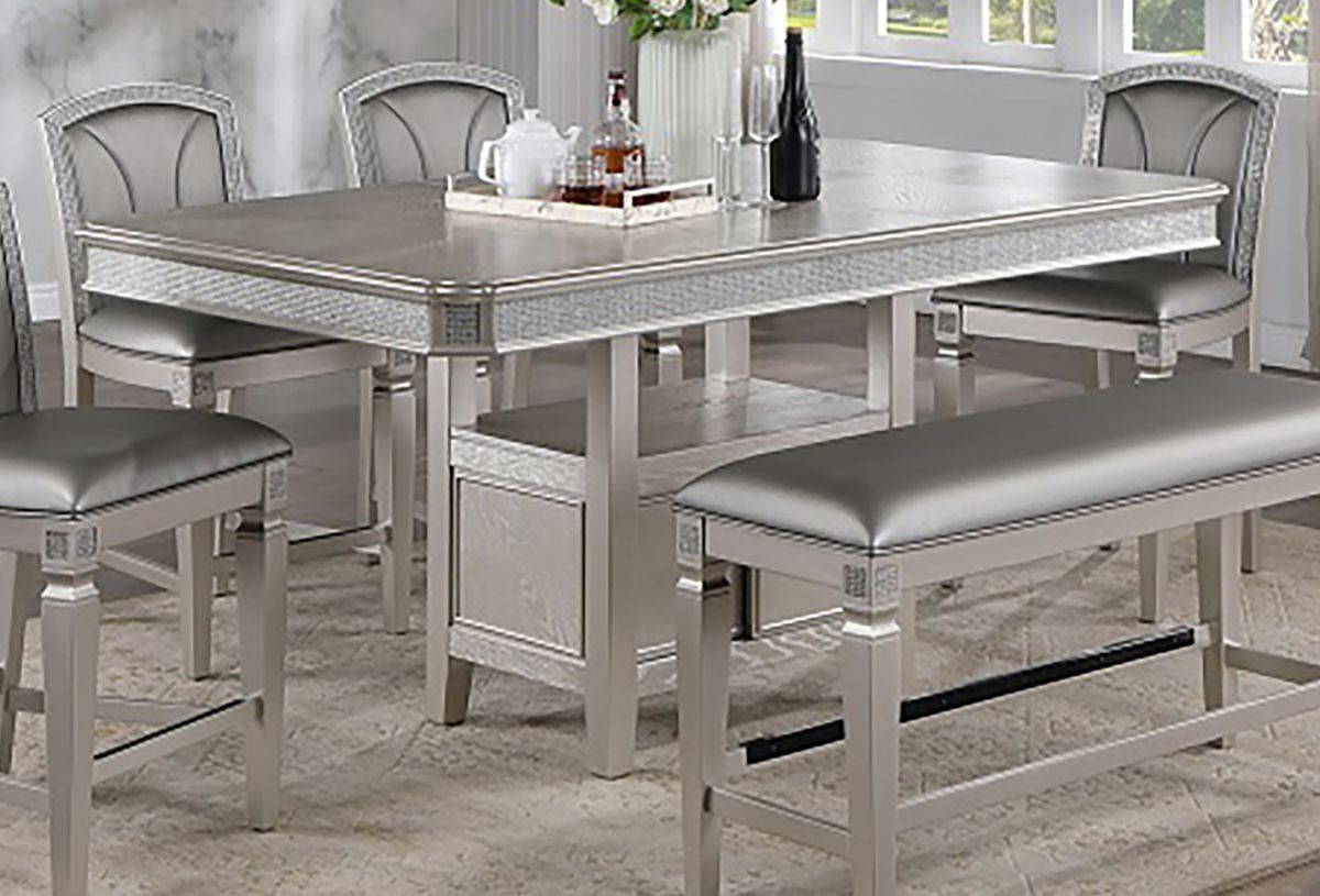 Crown Mark Furniture Klina Counter Height Table in Silver image