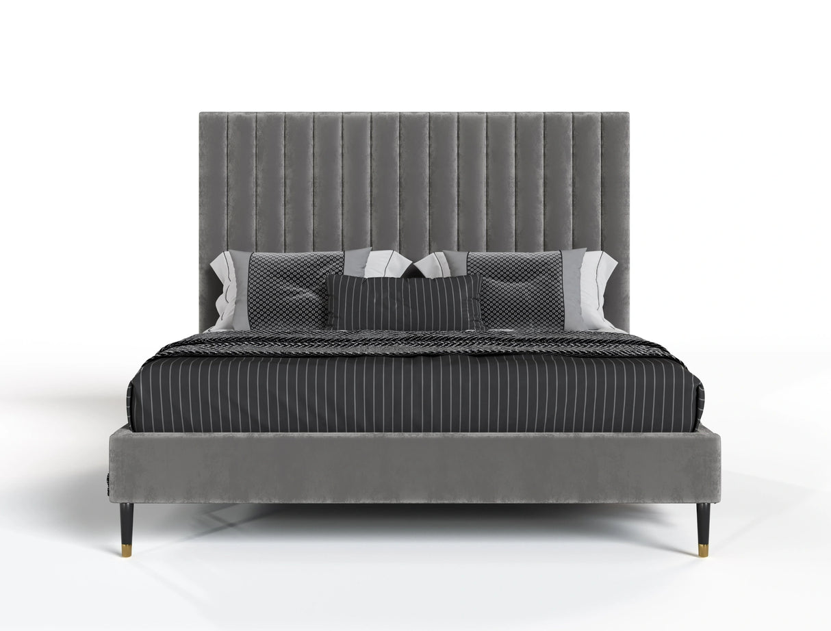 Hemlock - Modern Grey Velvet Bed