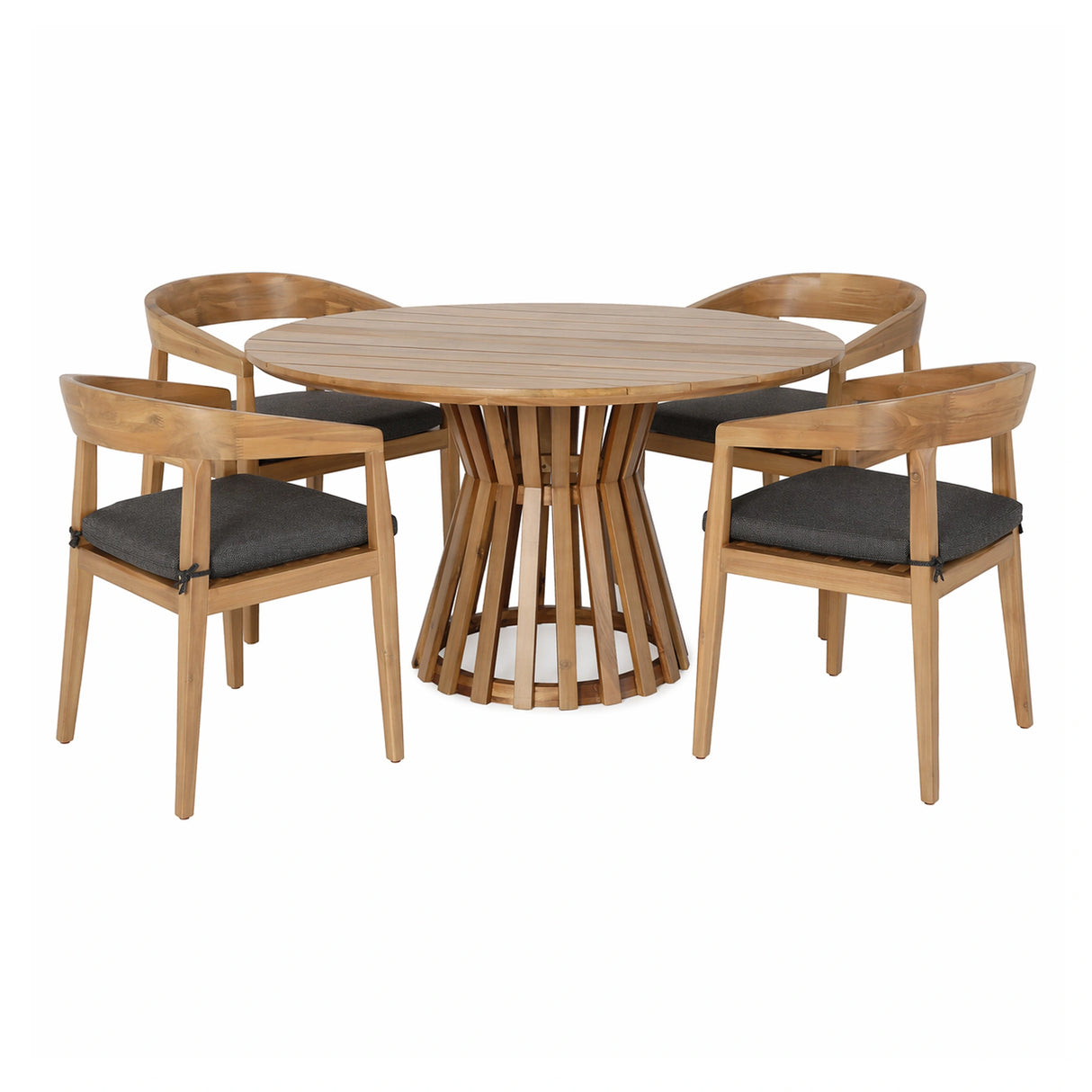 Sintra - Outdoor Grey + Eucalyptus Round Dining Table Set