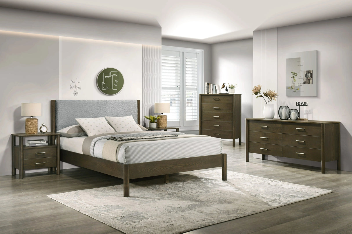 Carolina - Modern Grey Fabric + Wenge Bedroom Set