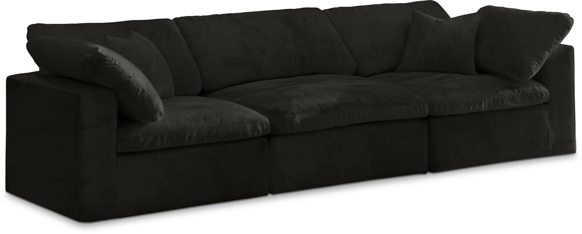 Cozy Black Velvet Cloud Modular Sofa