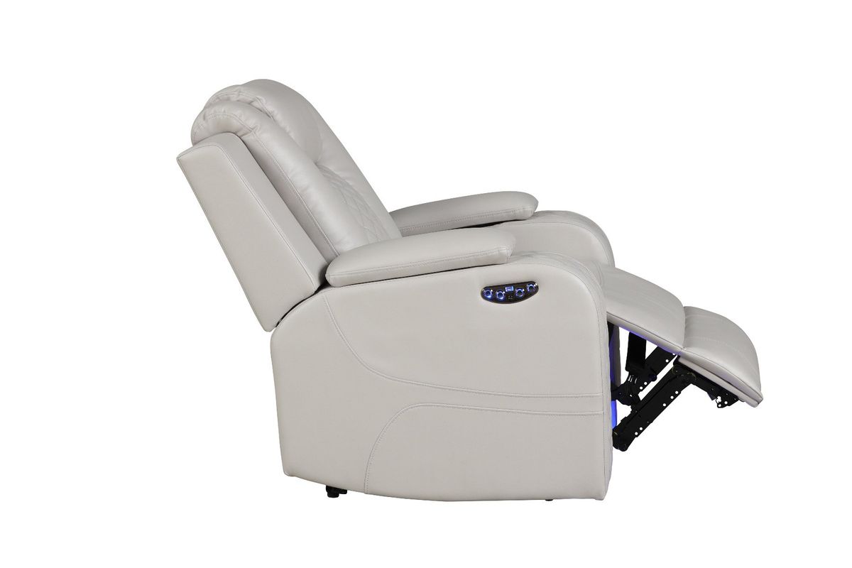 Galaxy Home Benz LED & Power Recliner Chair in Ice/ White
