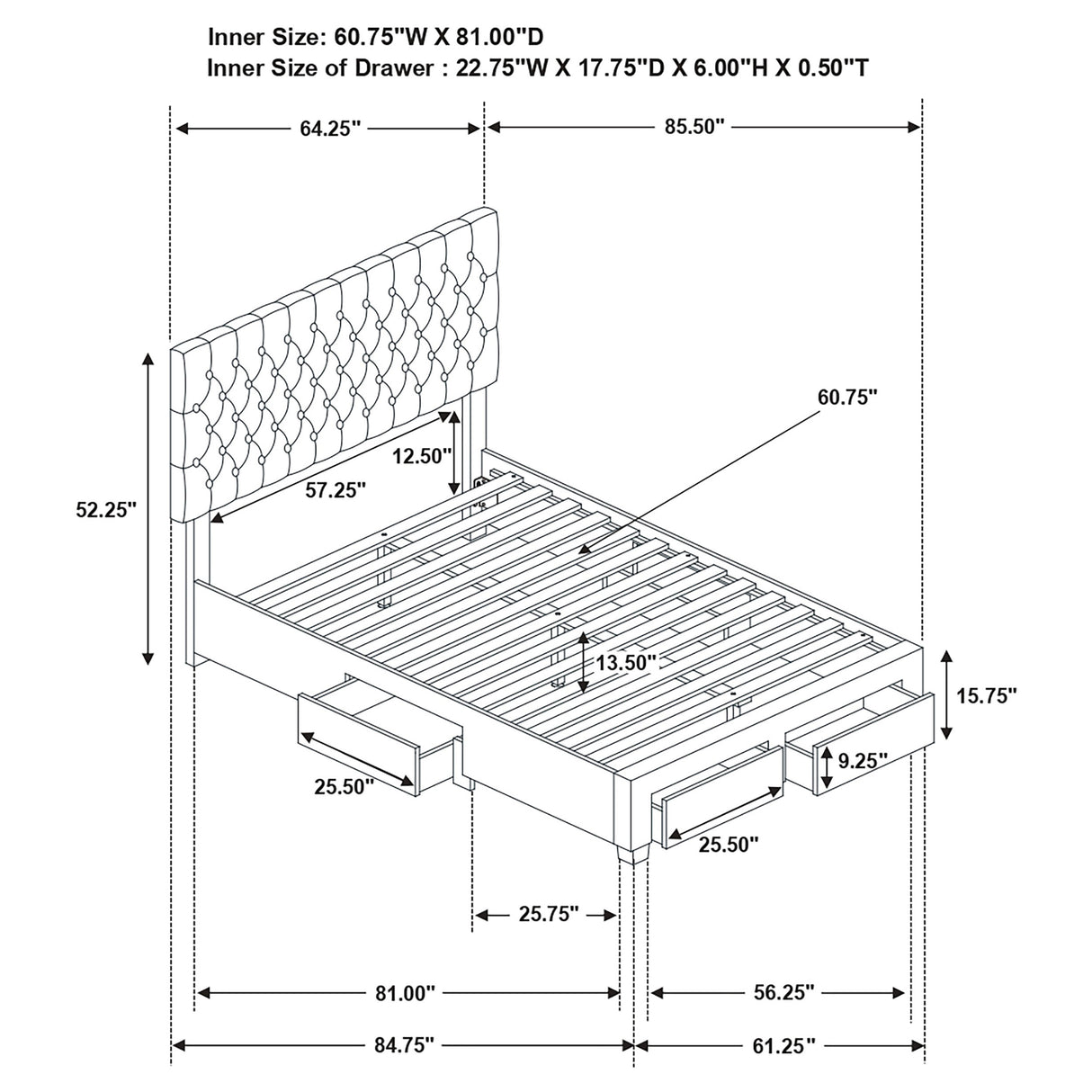 Soledad Panel Platform Storage Bed