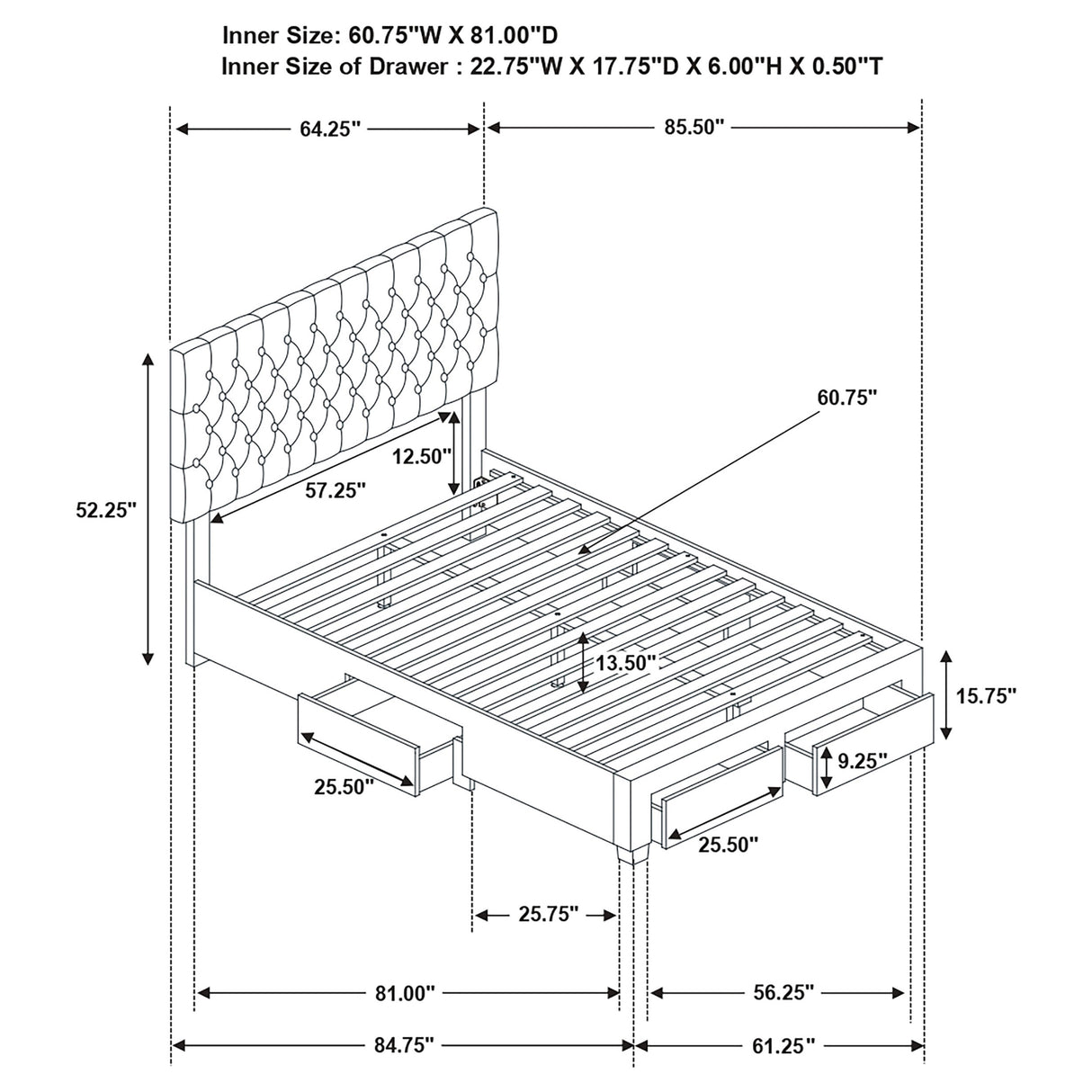 Soledad Panel Platform Storage Bed
