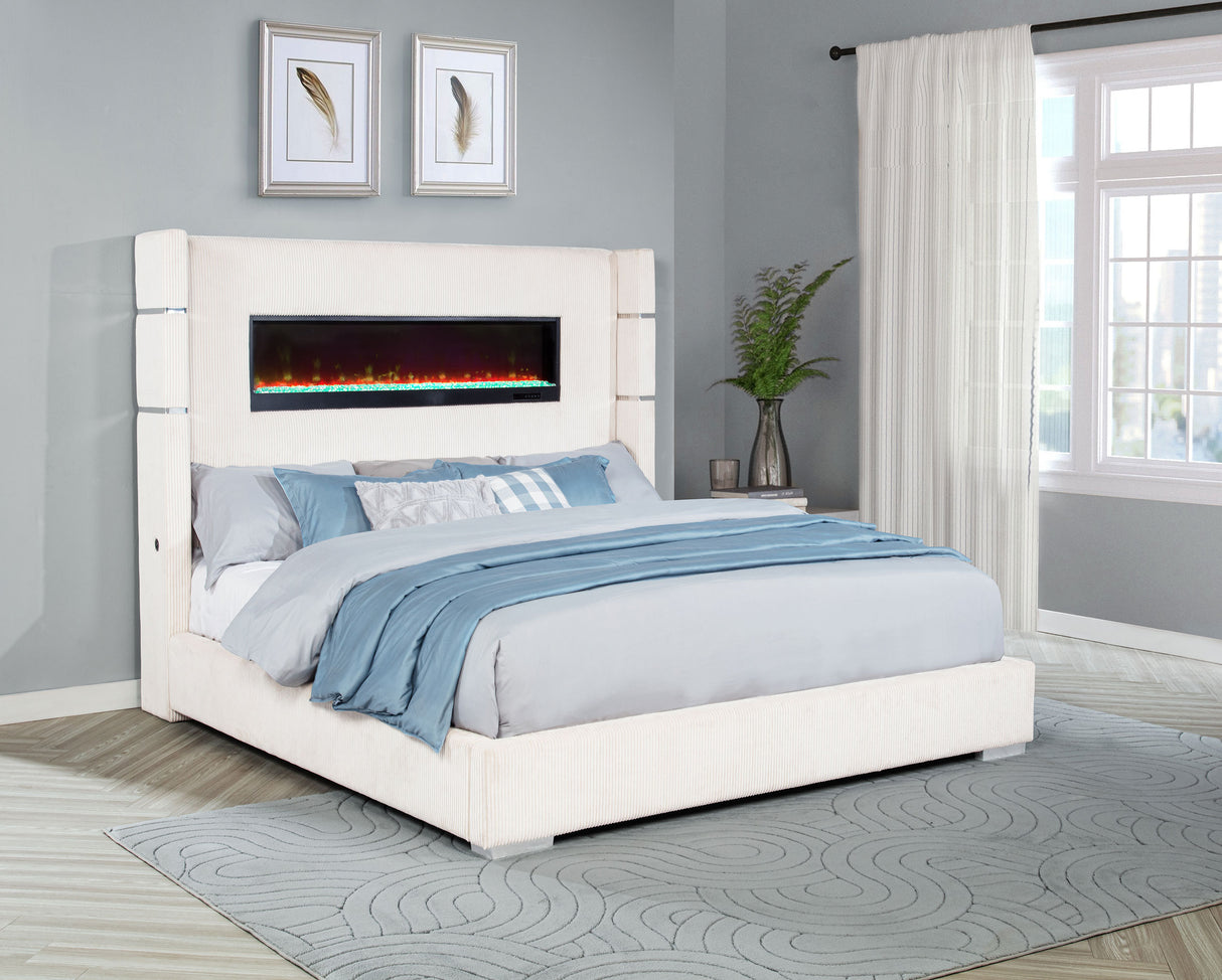 Tisdall Wingback Bed with Flame Visualizer - galleria furniture outlet