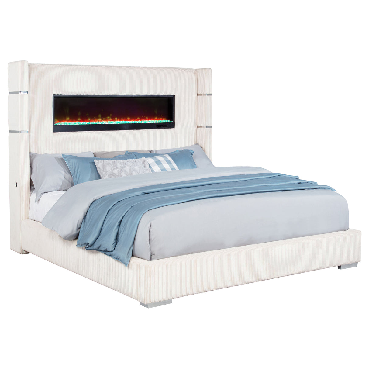 Tisdall Wingback Bed with Flame Visualizer - galleria furniture outlet