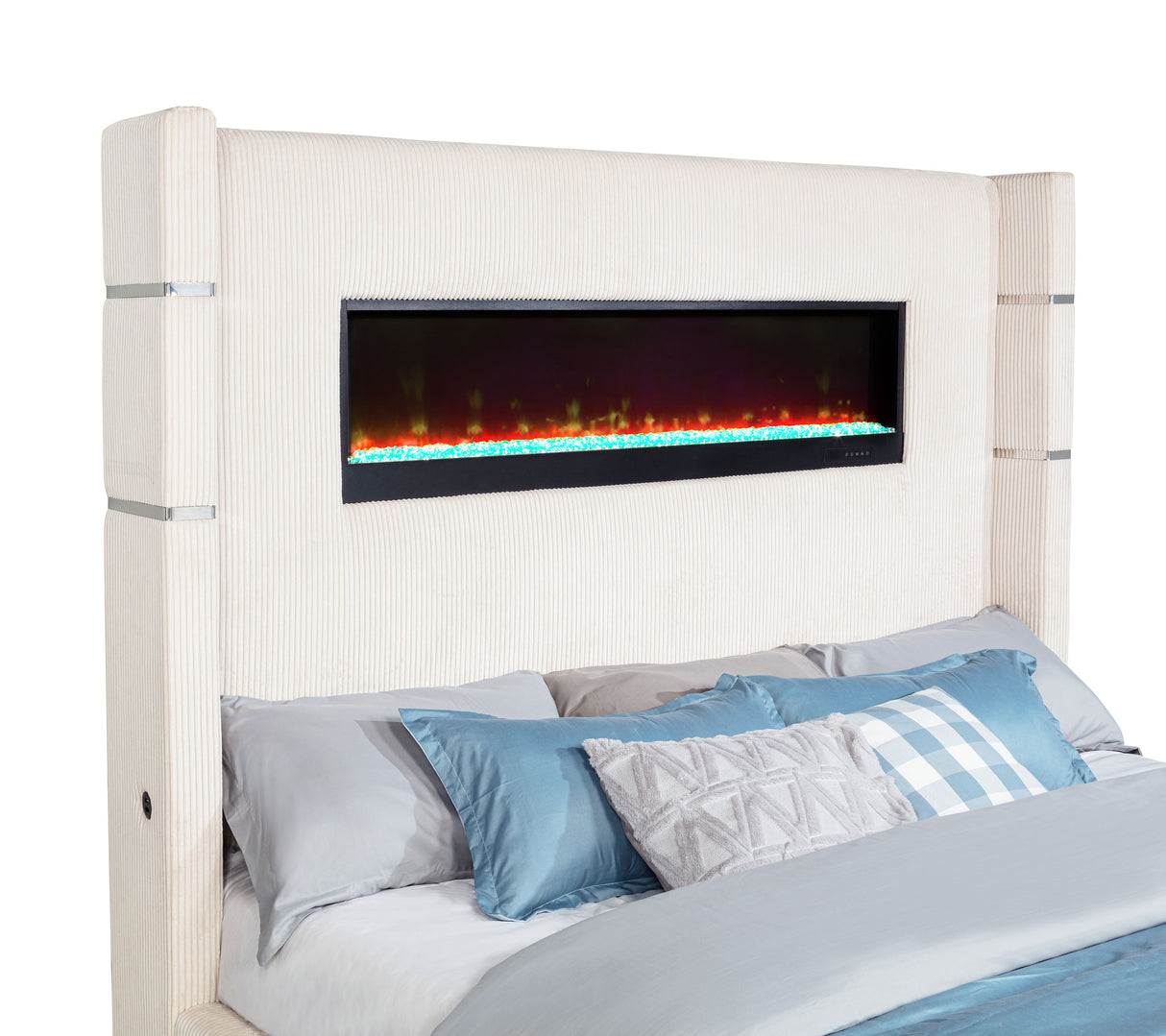 Tisdall Wingback Bed with Flame Visualizer - galleria furniture outlet