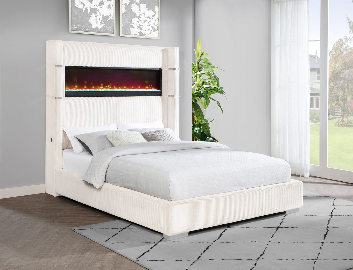 Tisdall Wingback Bed with Flame Visualizer - galleria furniture outlet