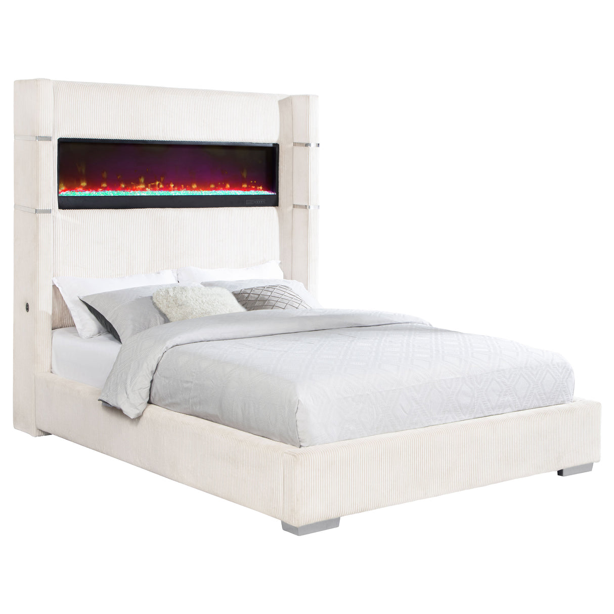 Tisdall Wingback Bed with Flame Visualizer - galleria furniture outlet