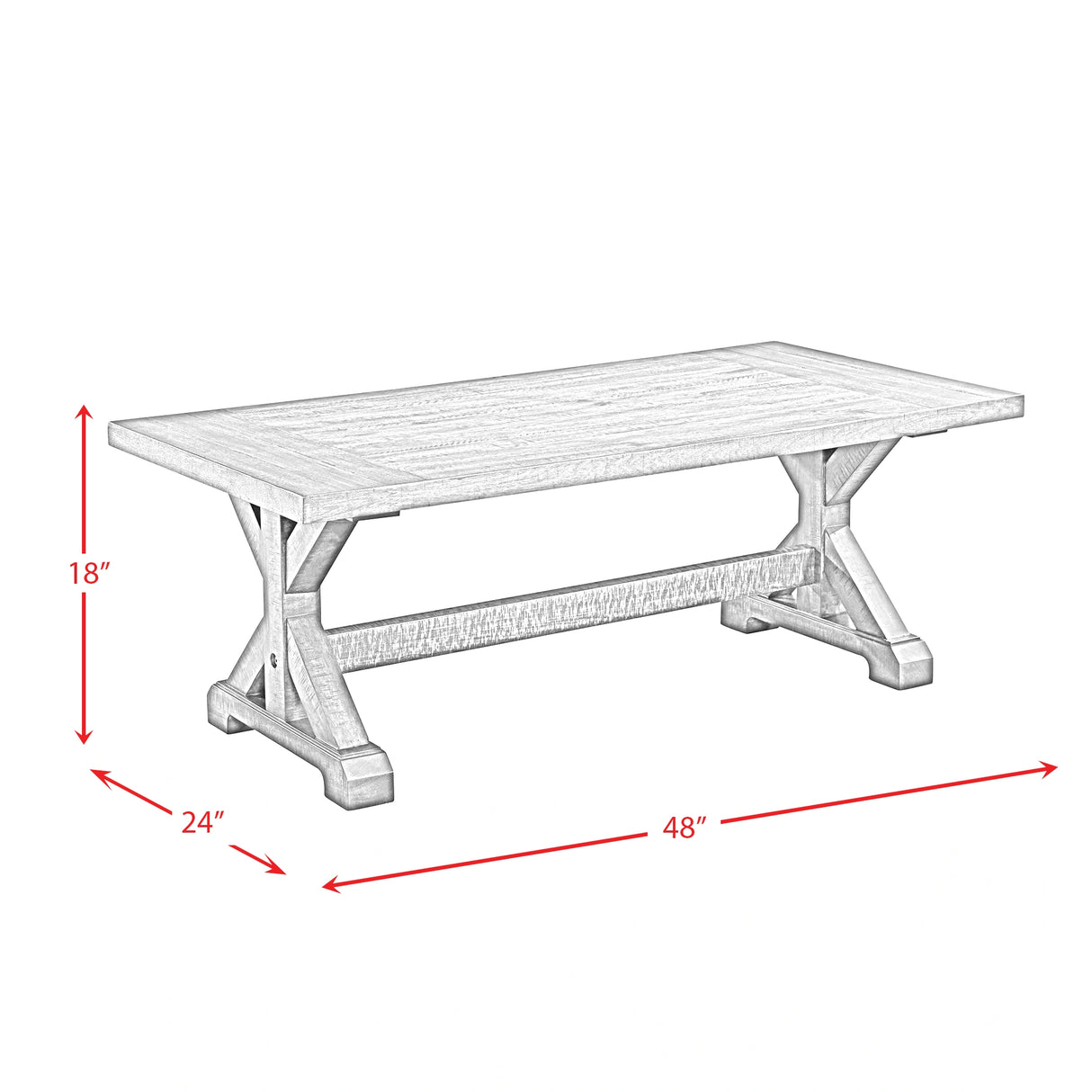 Finn 3PC Accent Trestle Table Set-Coffee Table & Two End Tables