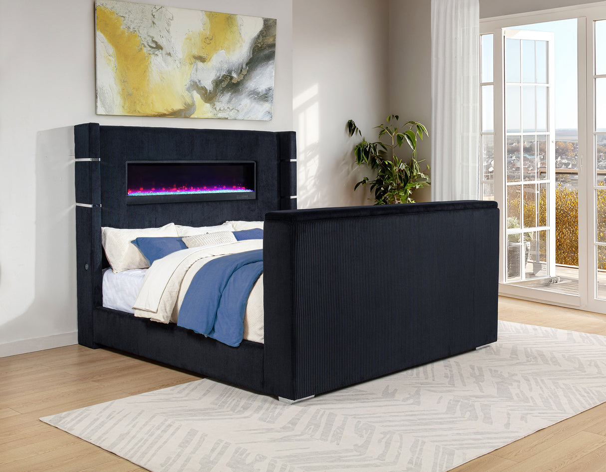 Tisdall Wingback TV Bed with Flame Visualizer - galleria furniture outlet
