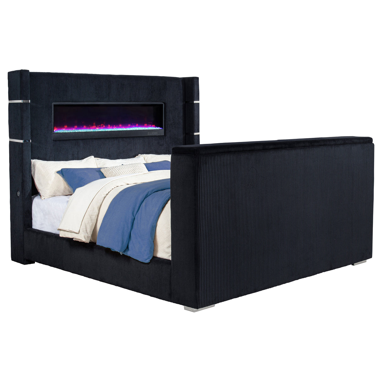 Tisdall Wingback TV Bed with Flame Visualizer - galleria furniture outlet