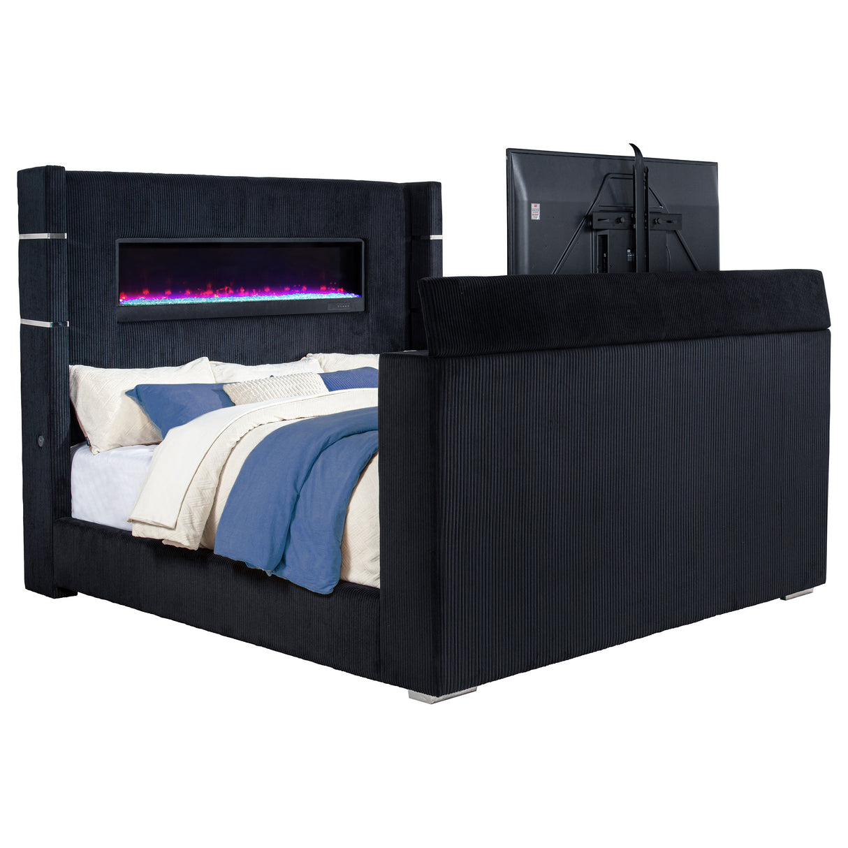 Tisdall Wingback TV Bed with Flame Visualizer - galleria furniture outlet