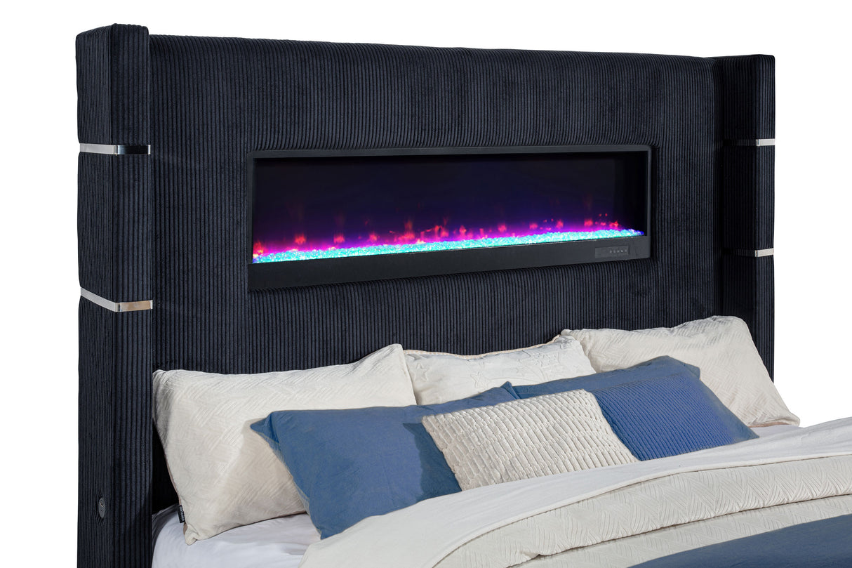 Tisdall Wingback TV Bed with Flame Visualizer - galleria furniture outlet