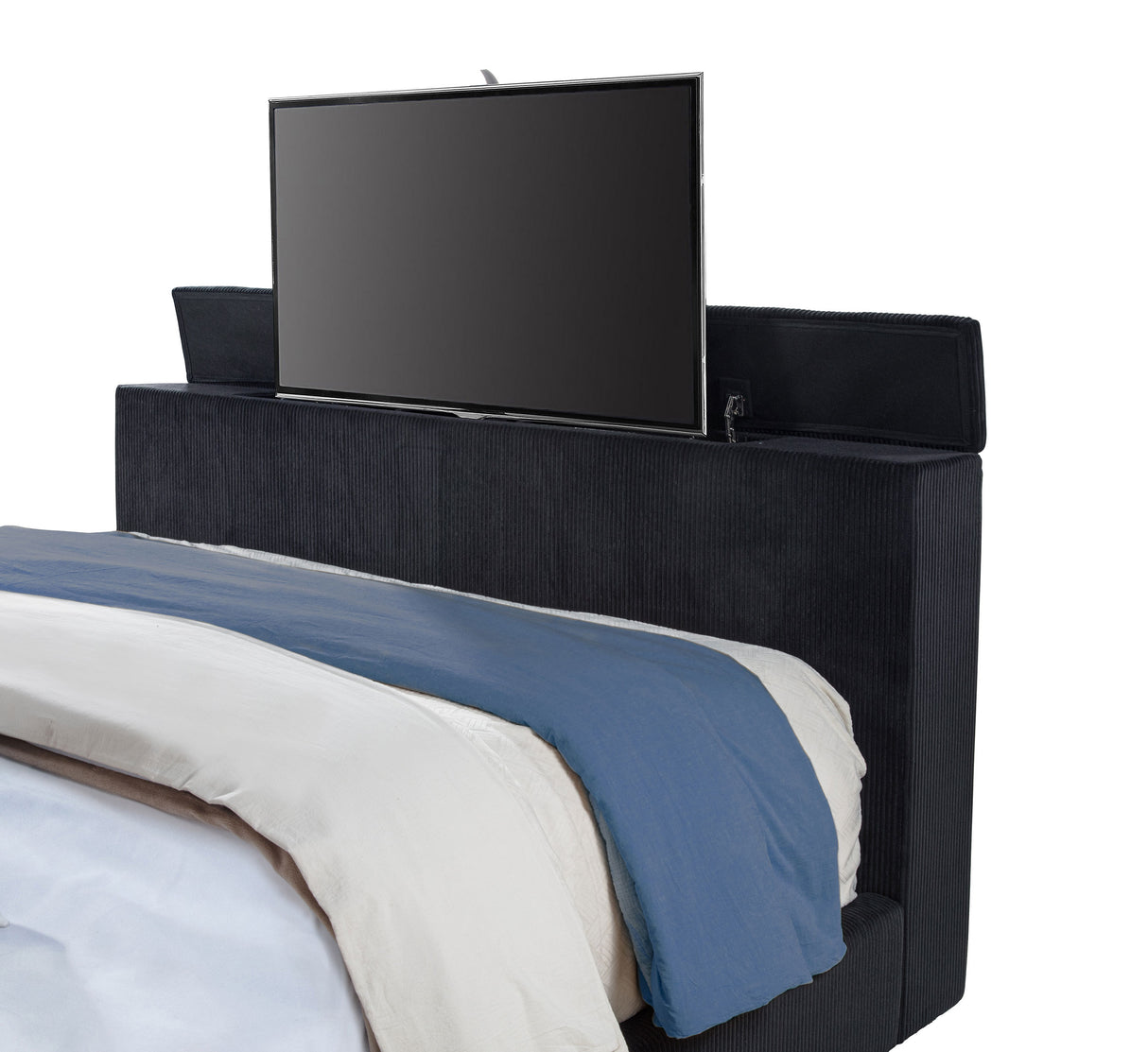 Tisdall Wingback TV Bed with Flame Visualizer - galleria furniture outlet