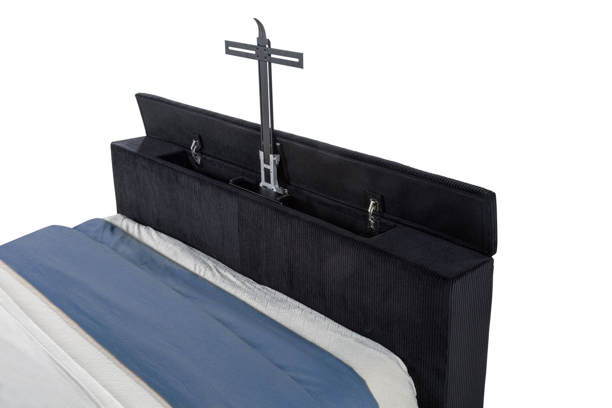 Tisdall Wingback TV Bed with Flame Visualizer - galleria furniture outlet