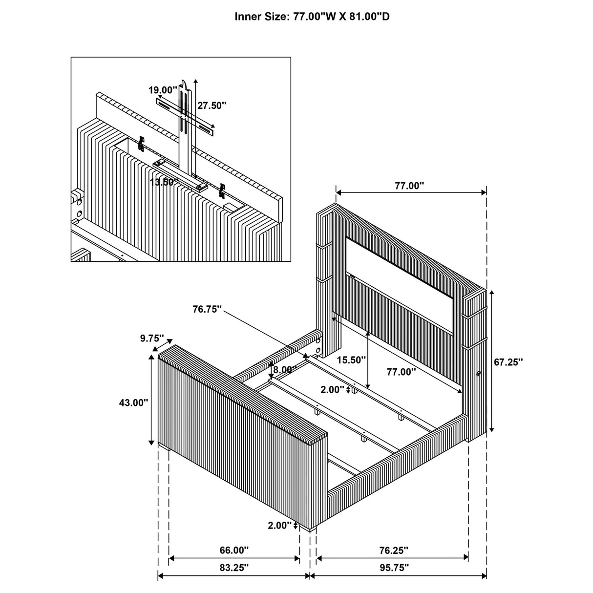 Tisdall Wingback TV Bed with Flame Visualizer