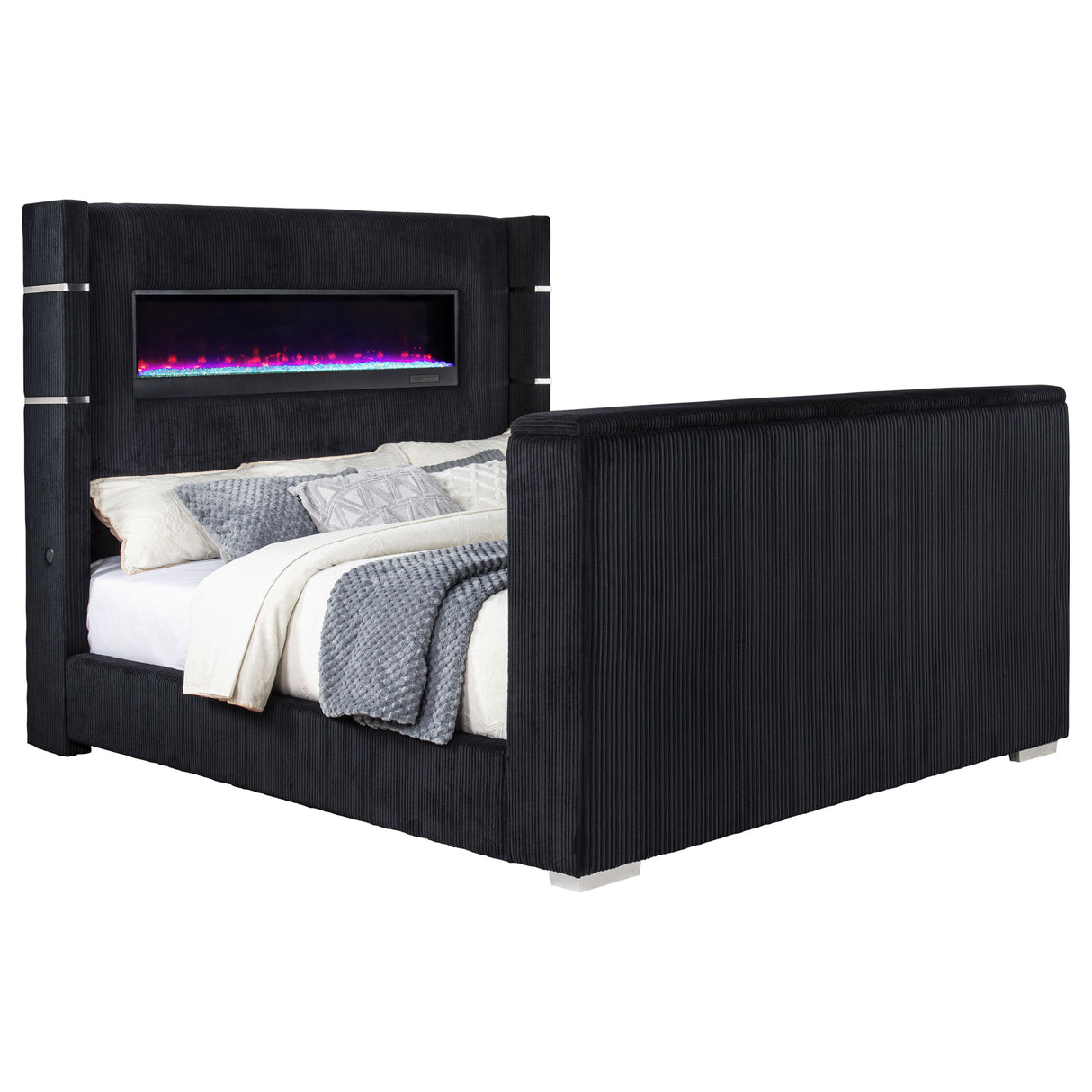 Tisdall Wingback TV Bed with Flame Visualizer - galleria furniture outlet