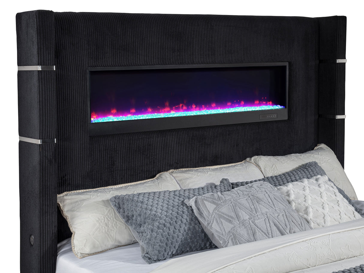 Tisdall Wingback TV Bed with Flame Visualizer - galleria furniture outlet