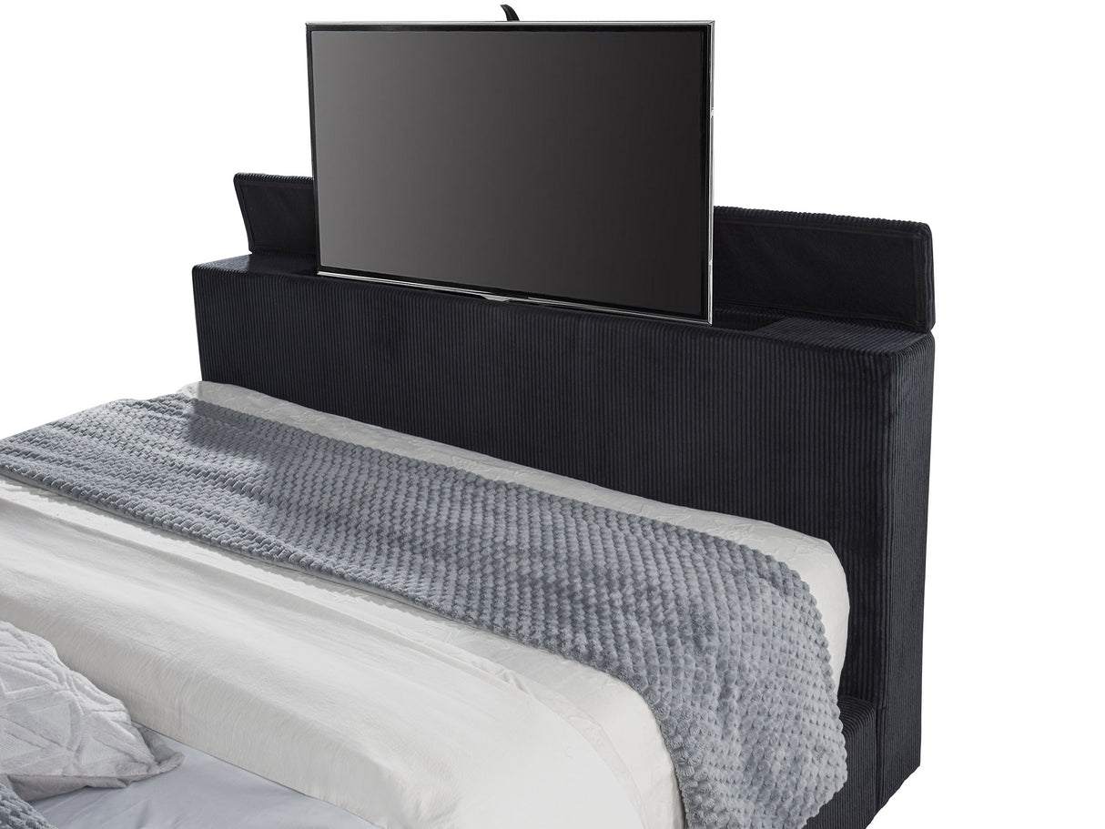Tisdall Wingback TV Bed with Flame Visualizer - galleria furniture outlet