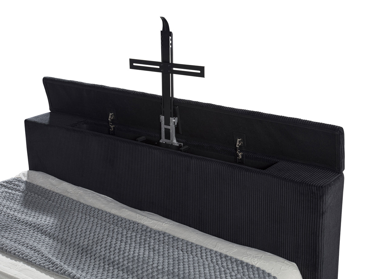 Tisdall Wingback TV Bed with Flame Visualizer - galleria furniture outlet