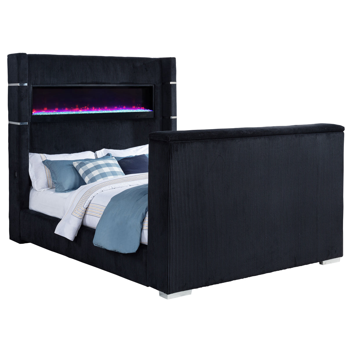 Tisdall Wingback TV Bed with Flame Visualizer - galleria furniture outlet