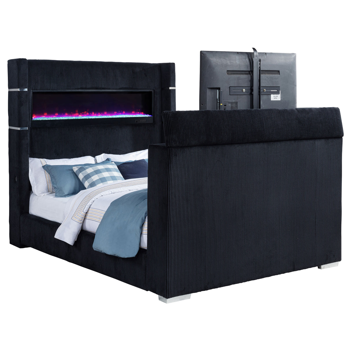 Tisdall Wingback TV Bed with Flame Visualizer - galleria furniture outlet