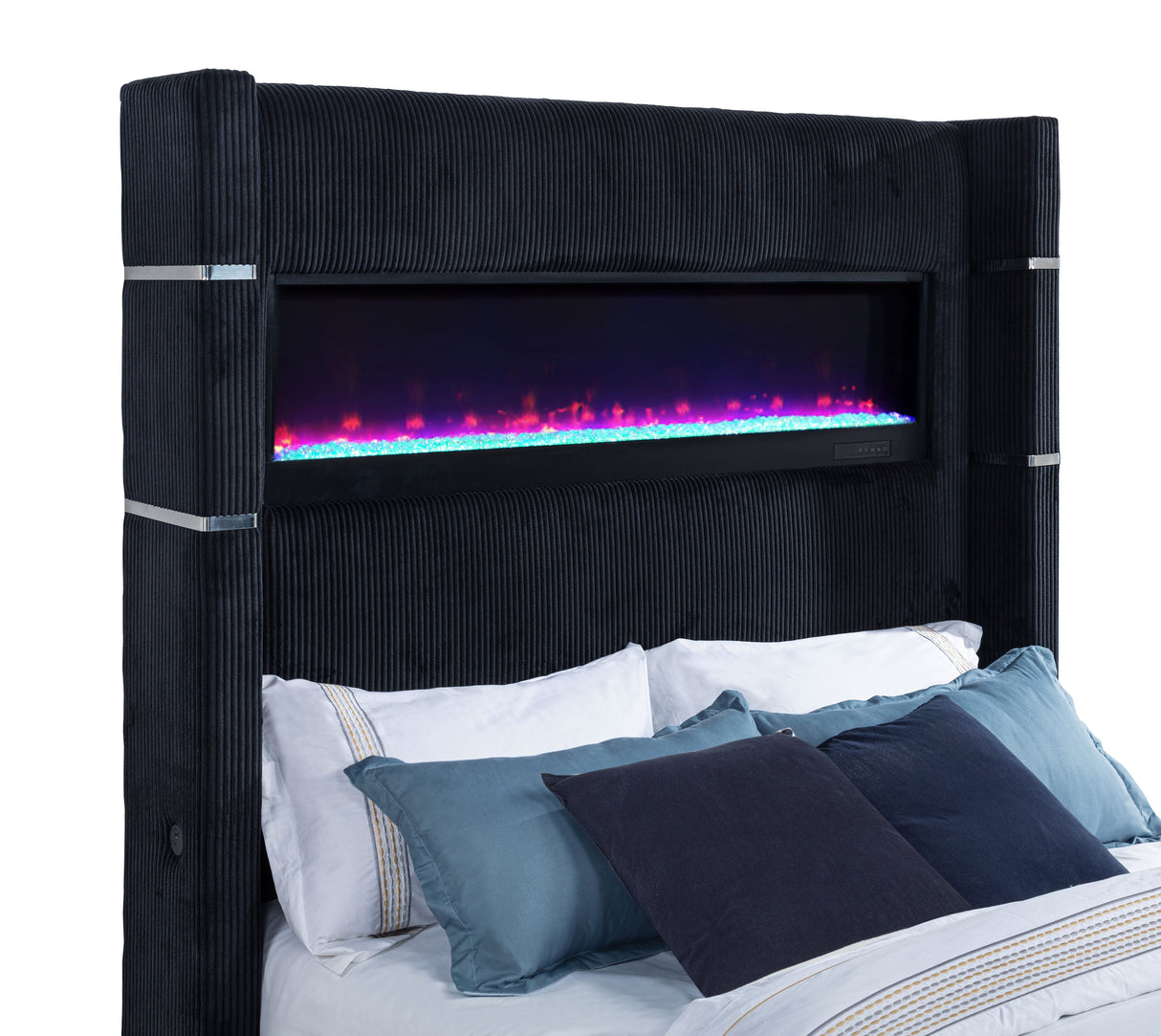 Tisdall Wingback TV Bed with Flame Visualizer - galleria furniture outlet