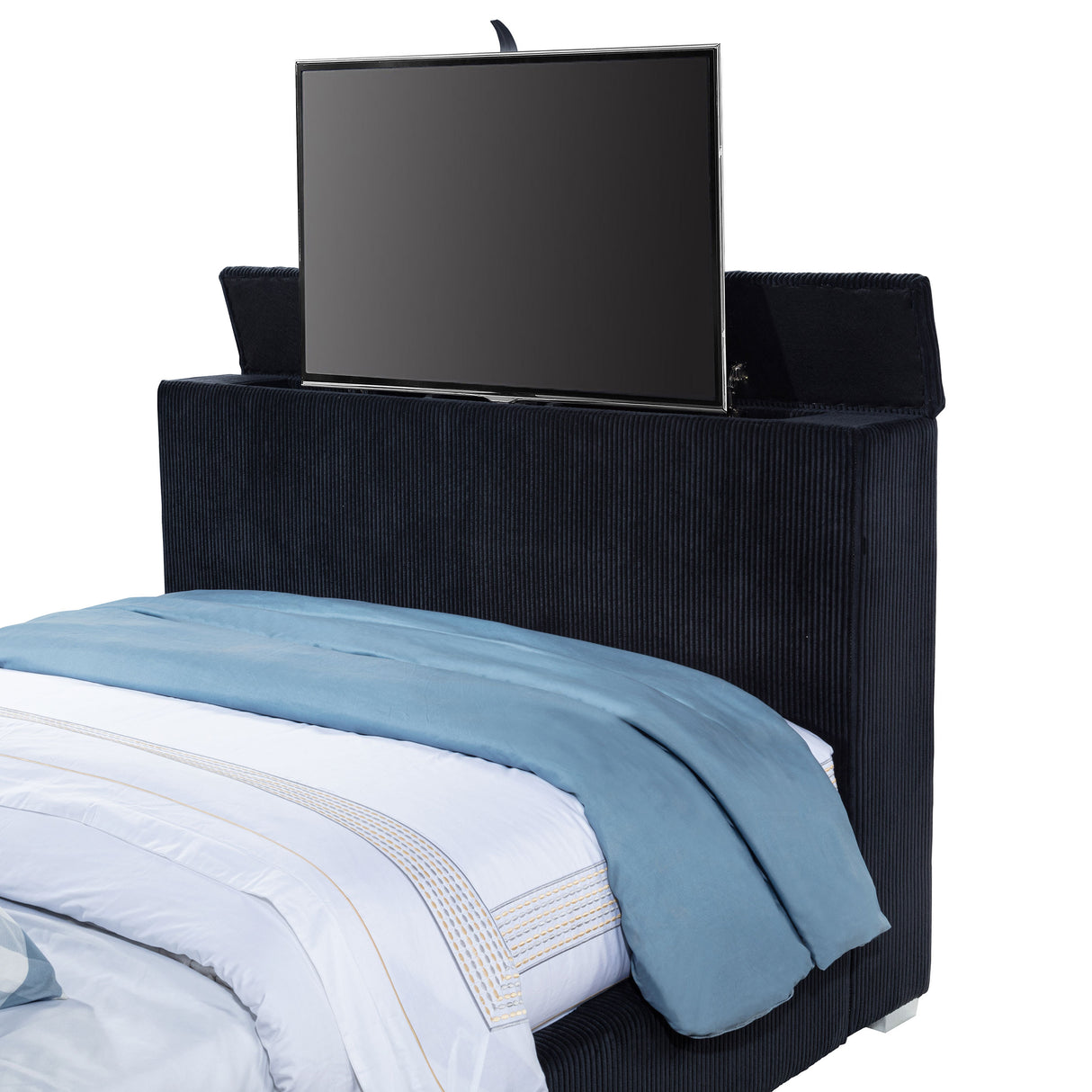 Tisdall Wingback TV Bed with Flame Visualizer - galleria furniture outlet