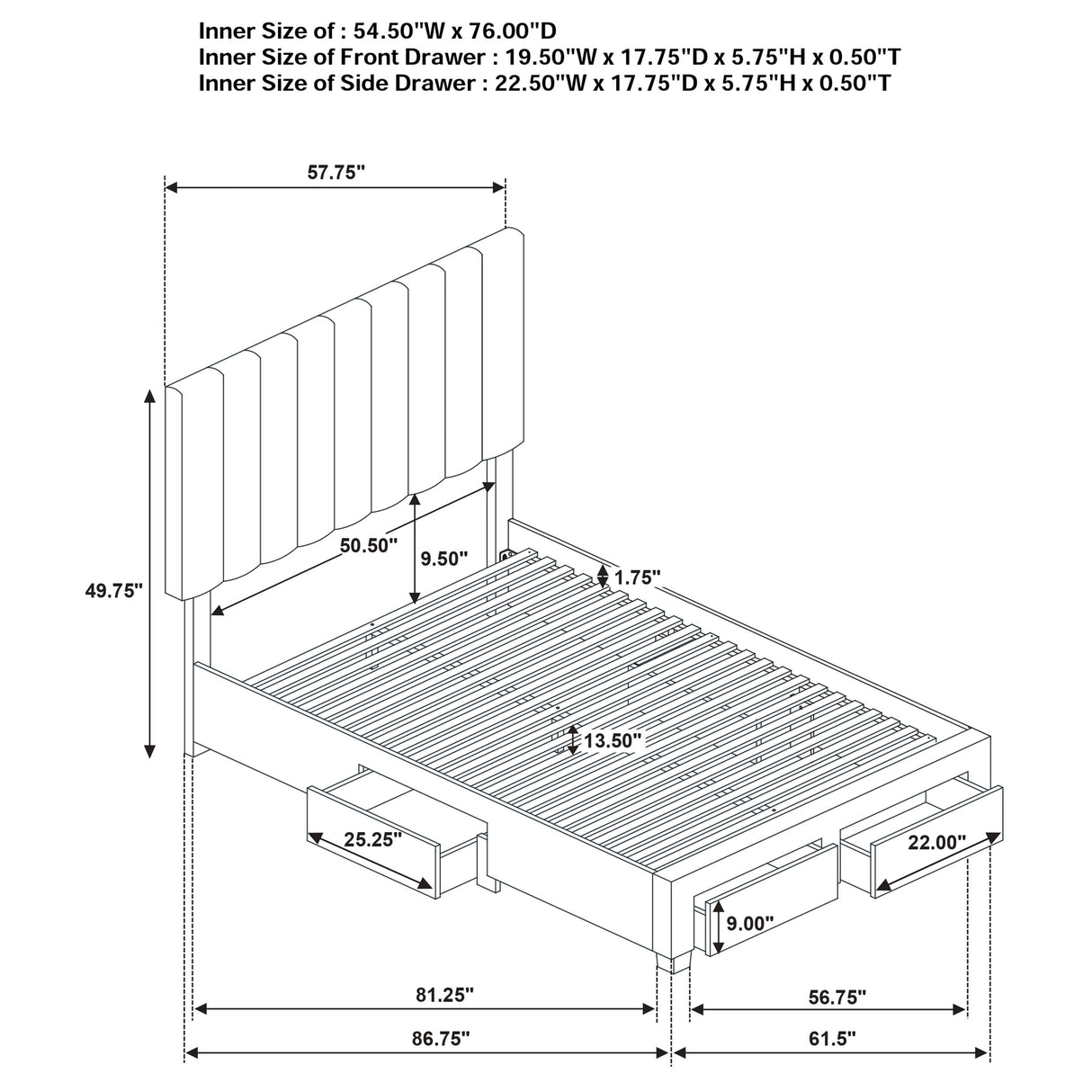 Wheatland Panel Platform Storage Bed