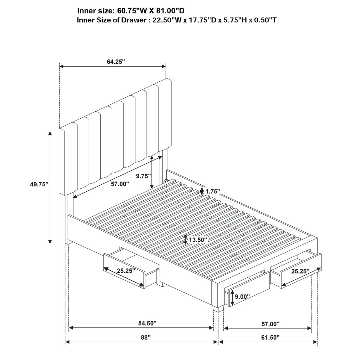 Wheatland Panel Platform Storage Bed
