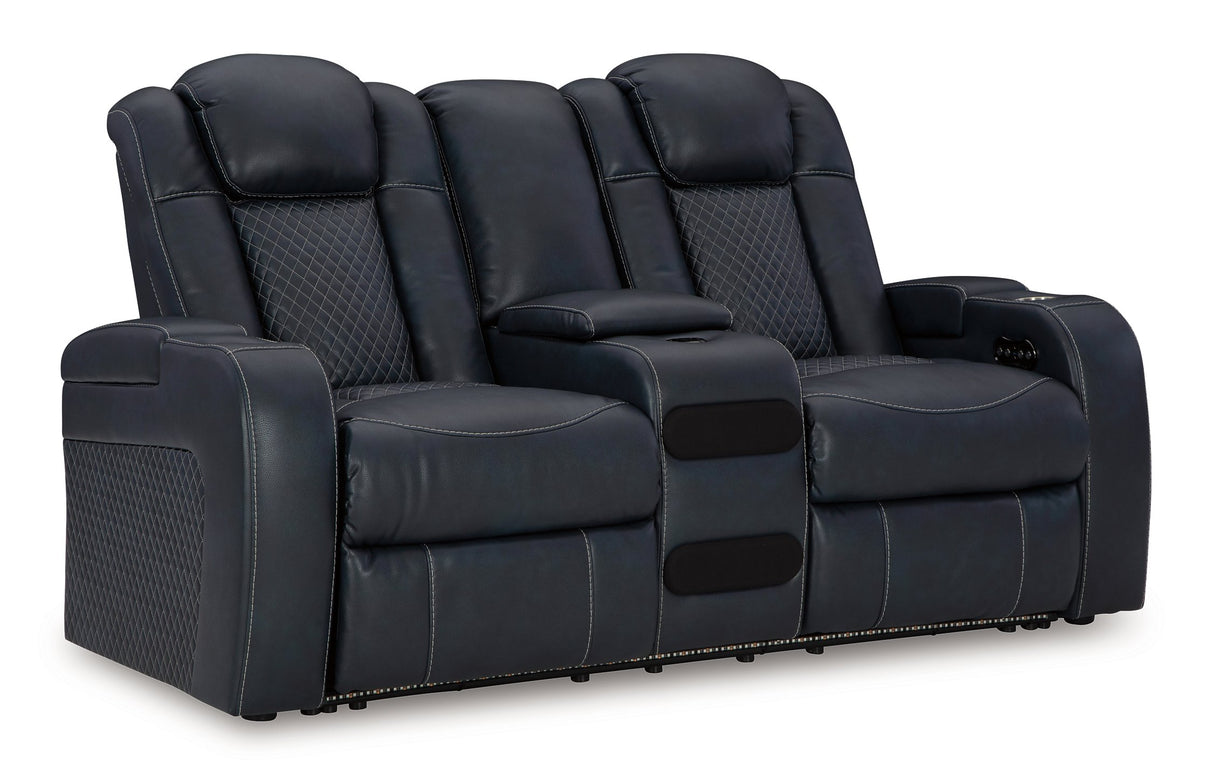 Fyne-Dyme Power Reclining Loveseat with Console - galleria furniture outlet