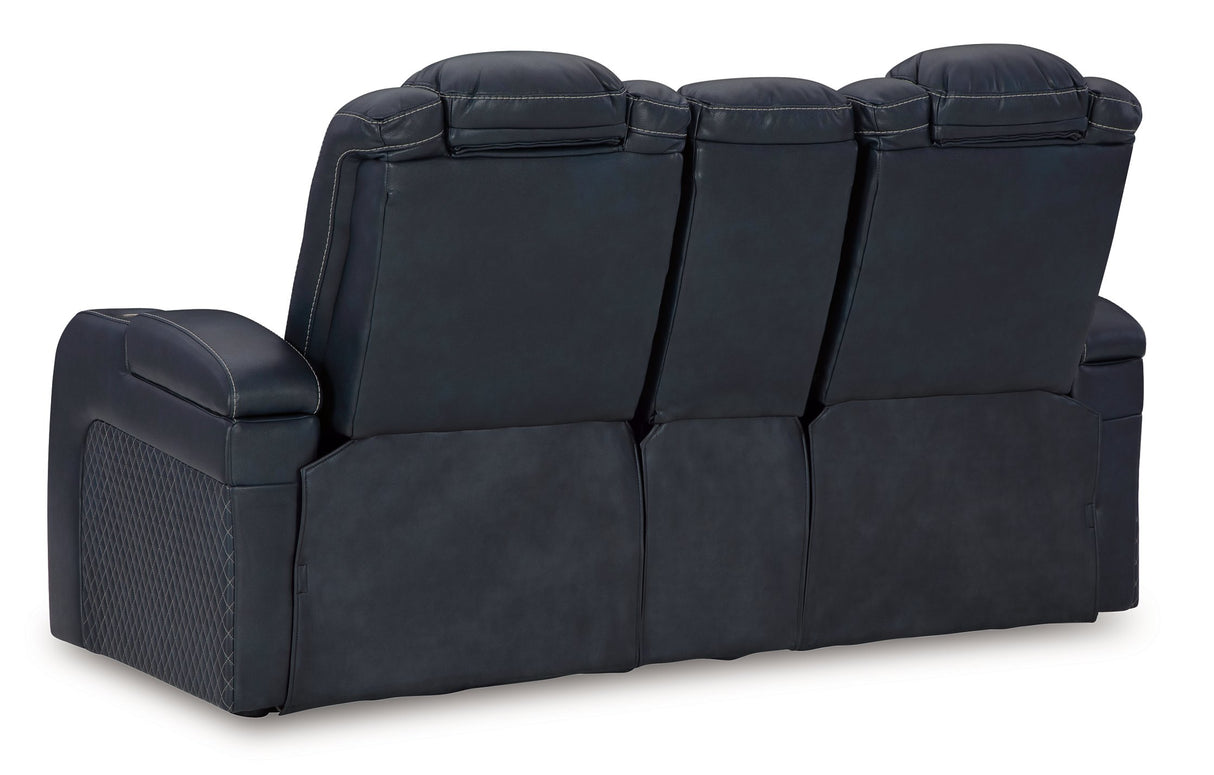 Fyne-Dyme Power Reclining Loveseat with Console - galleria furniture outlet