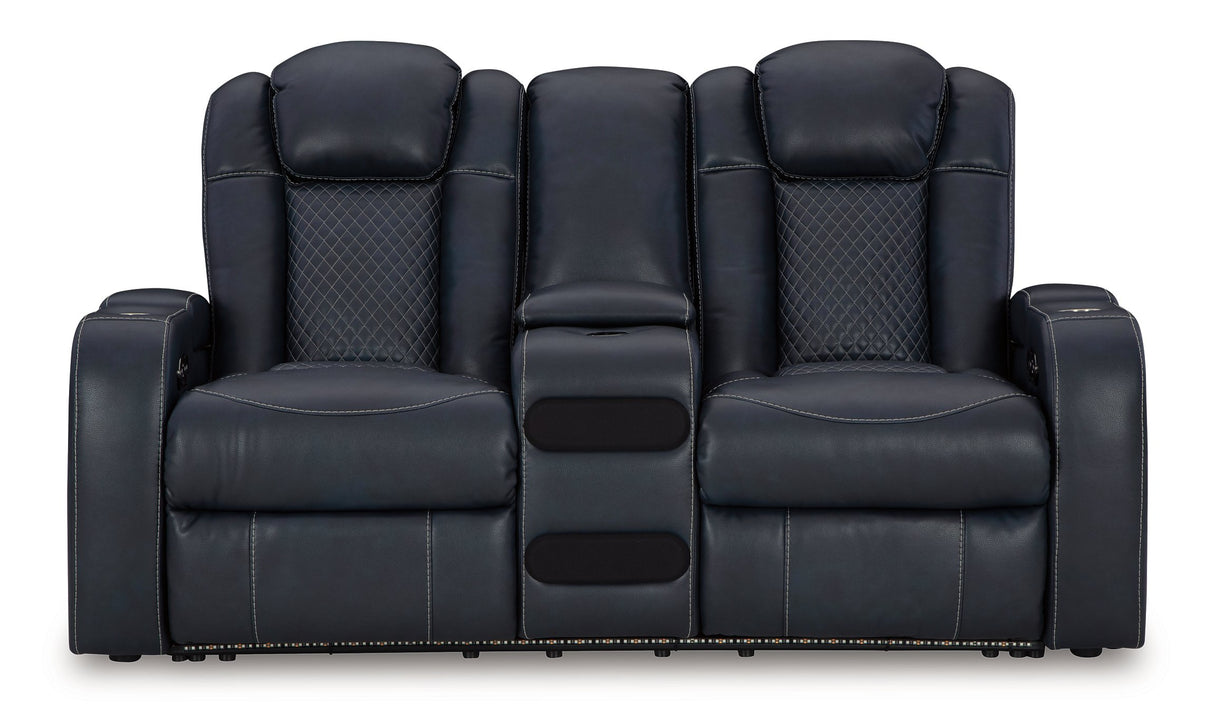 Fyne-Dyme Power Reclining Loveseat with Console - galleria furniture outlet