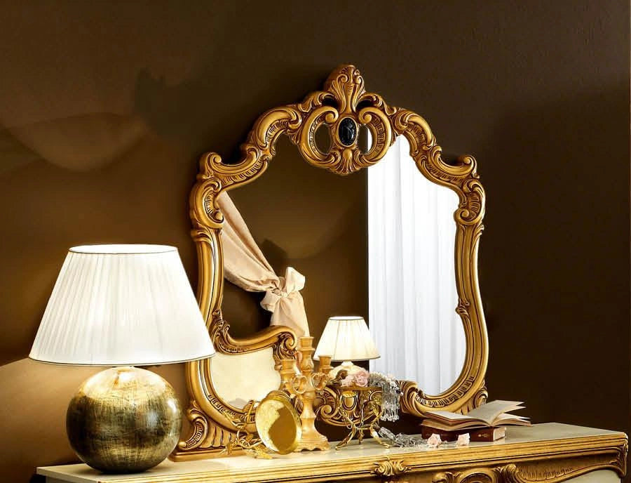 ESF Furniture Barocco Mirror in Ivory w/ Gold