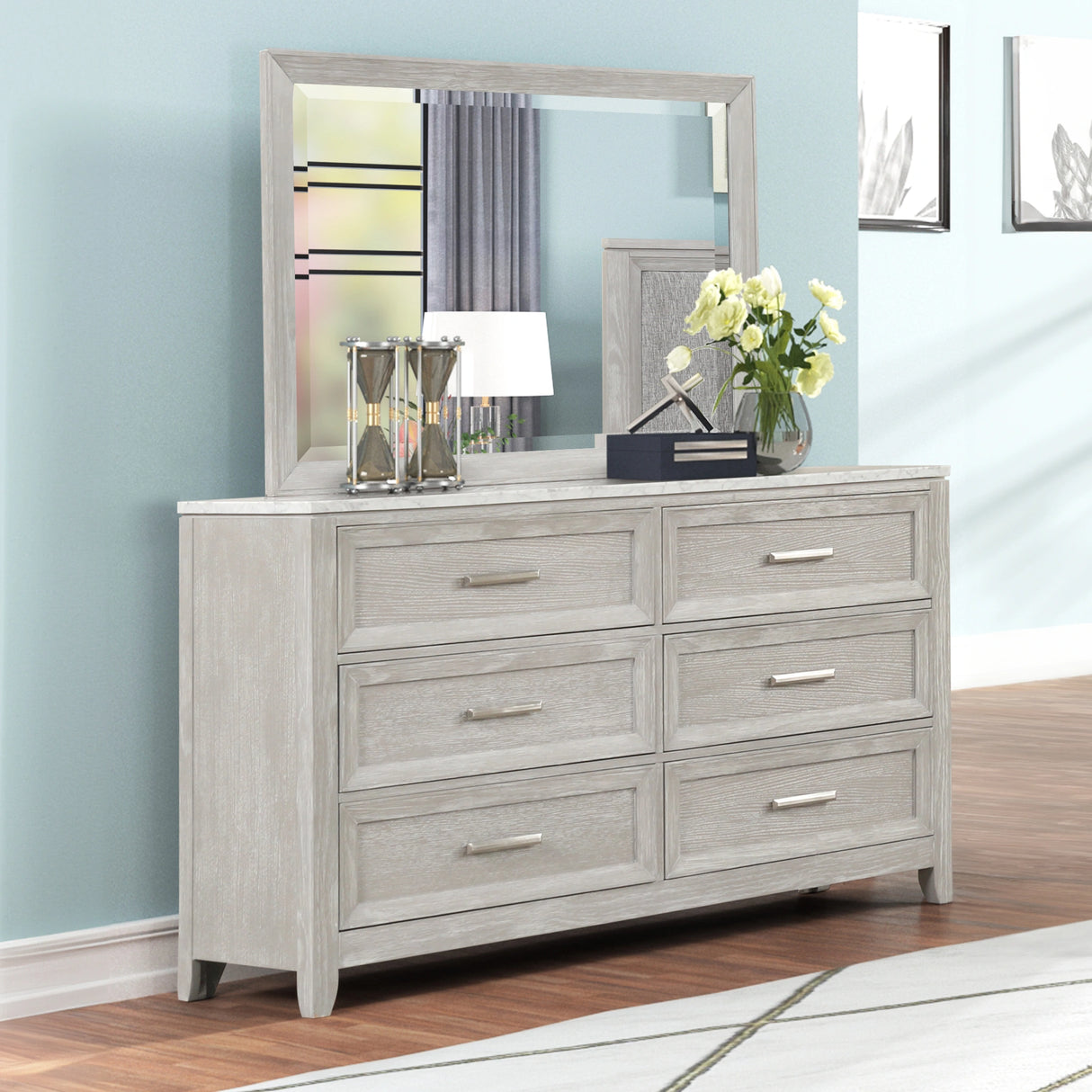Fiona Landscape Mirror-Mist Gray