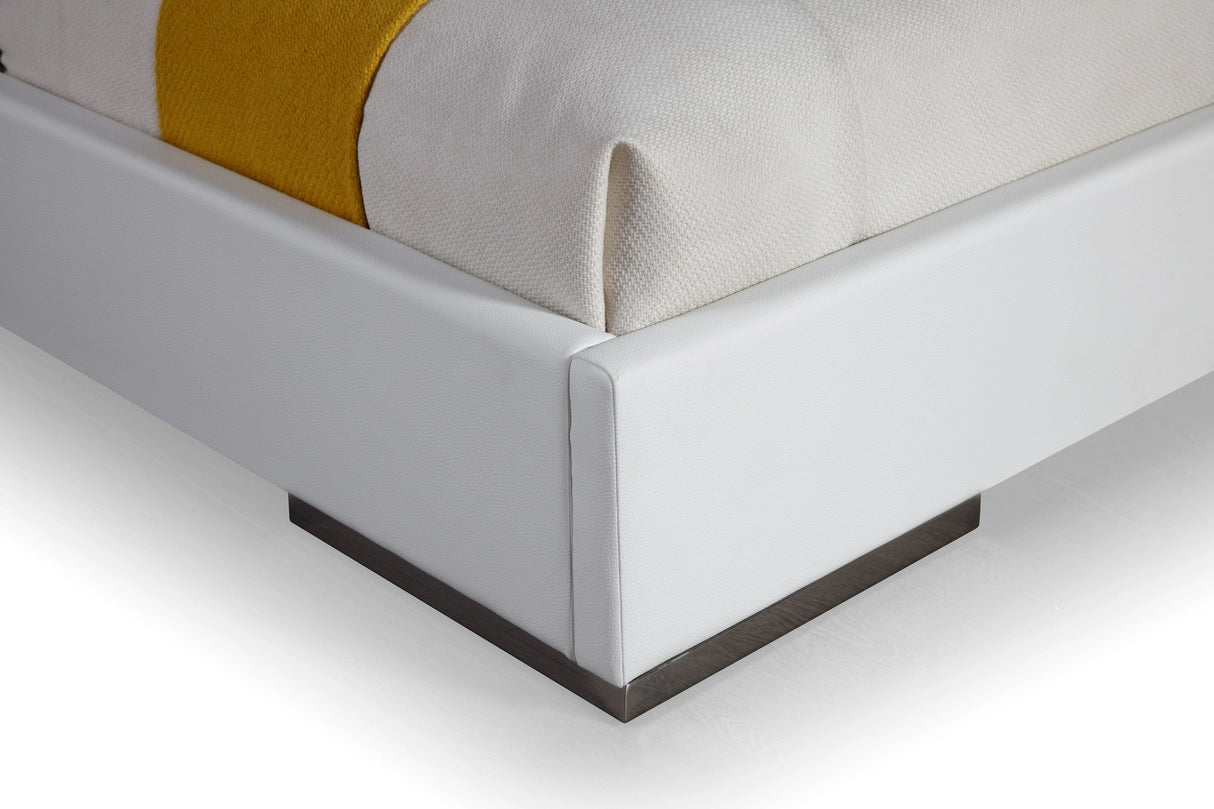 Cartier - Modern White Vegan Leather + Stainless Steel Bed