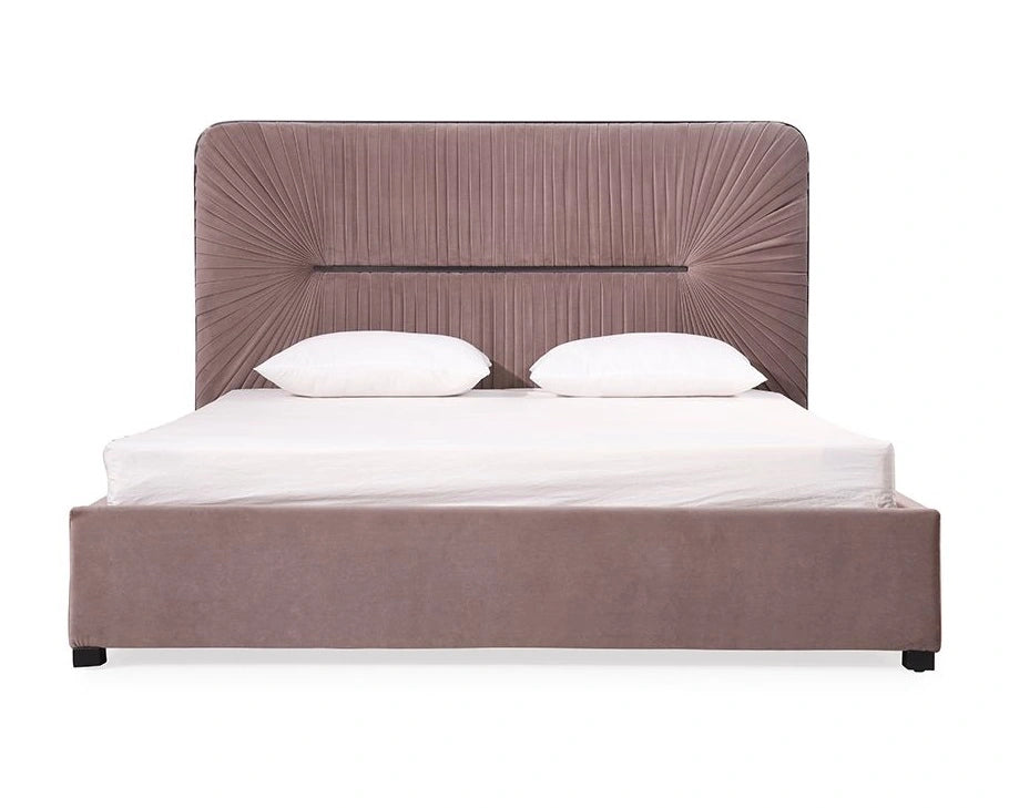Duke Modern Grey Velvet & Black Gun Chrome Bed
