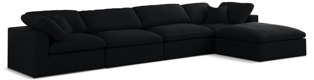 Serene Black Linen Fabric Deluxe Cloud Modular Sectional