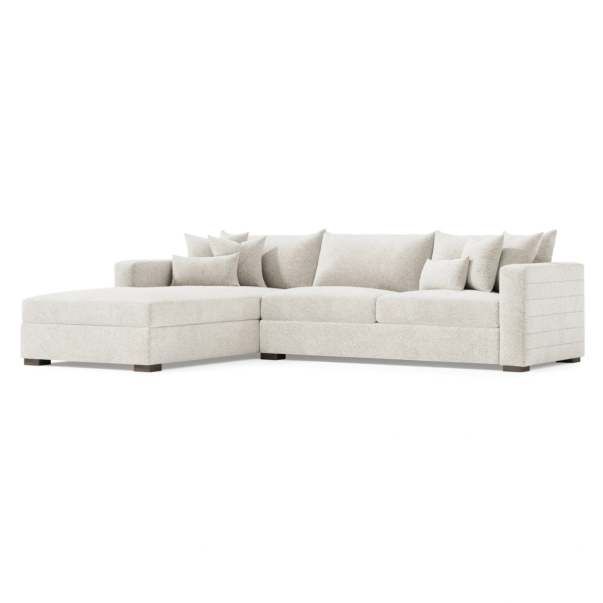 Helena Fabric Sectional Wood Foot