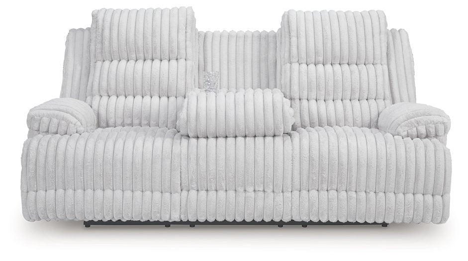 Rhines Falls Power Reclining Sofa with Drop Down Table - galleria furniture outlet
