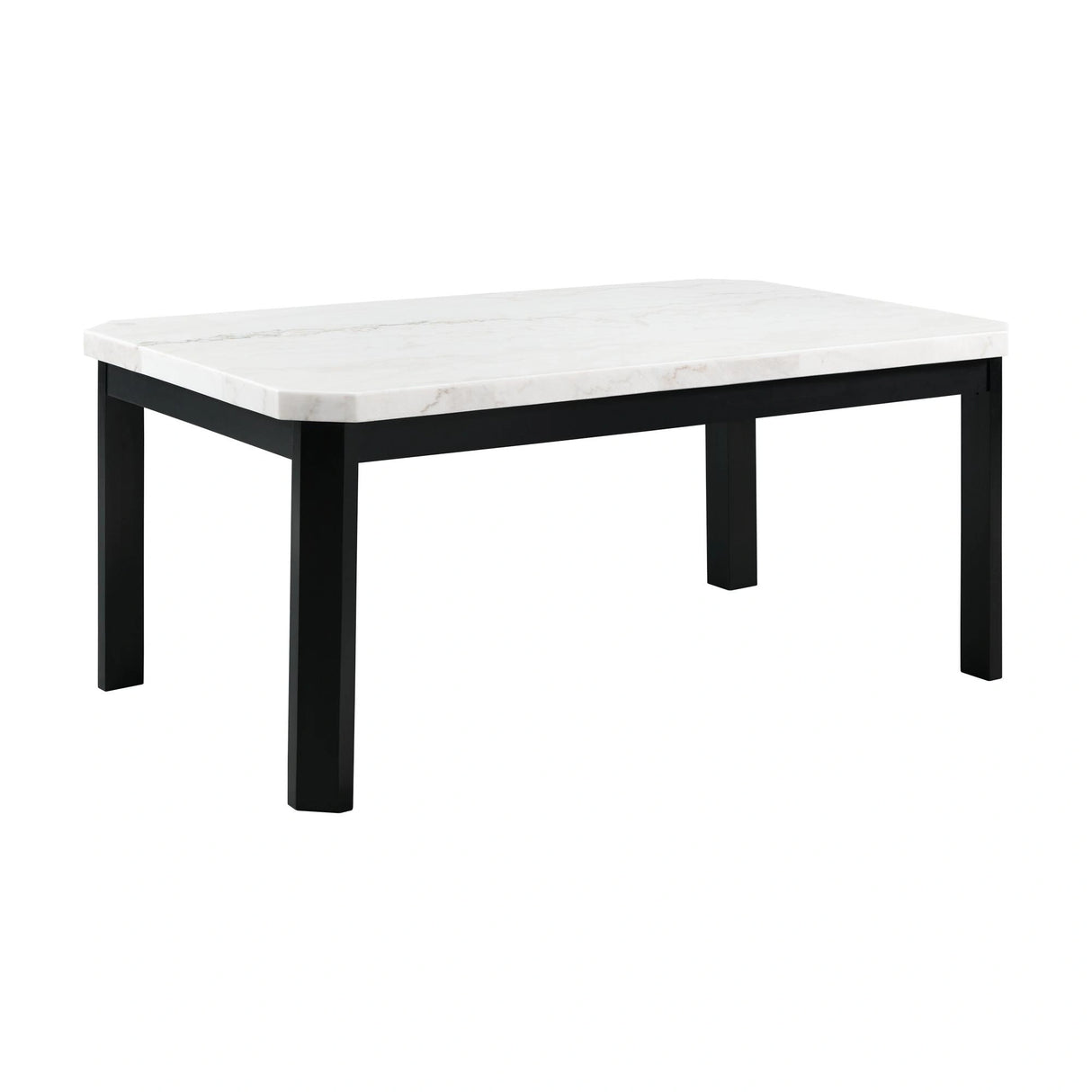 Francesca White Marble Rectangular 5PC Dining Set-Table & Four Grey PU Chairs