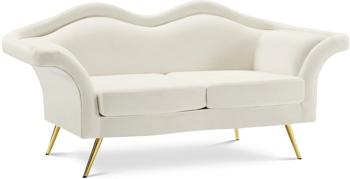 Lips Cream Velvet Loveseat