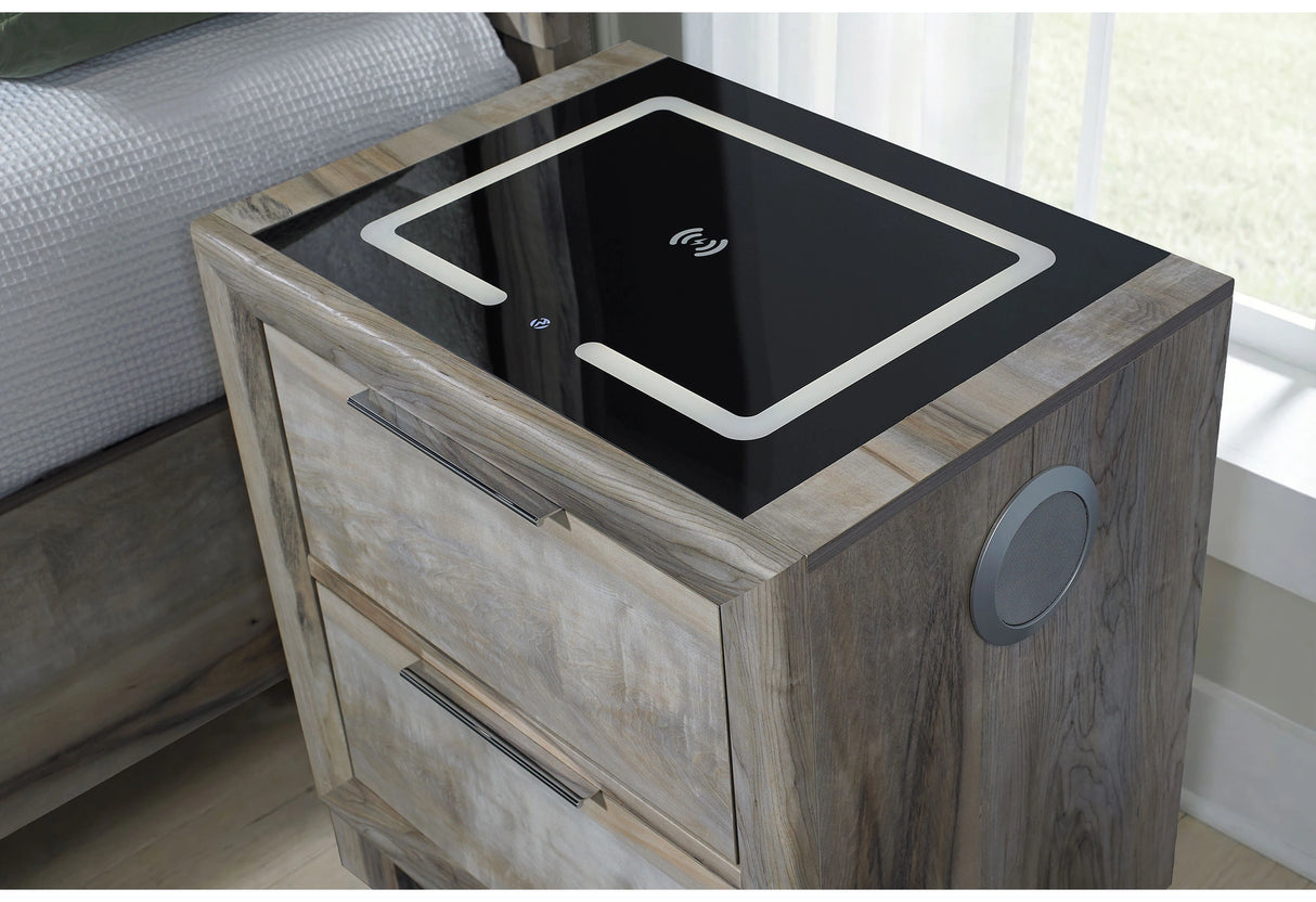 Callie Brown Nightstand with Wc Platform and LED Speaker