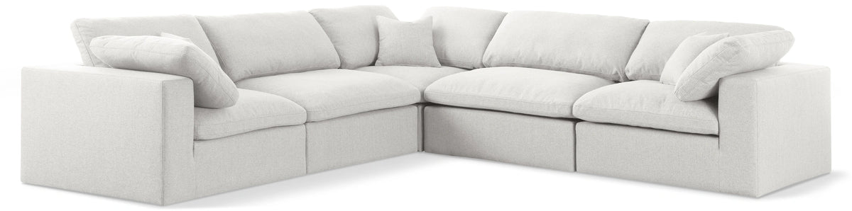 Serene Cream Linen Fabric Deluxe Cloud Modular Sectional