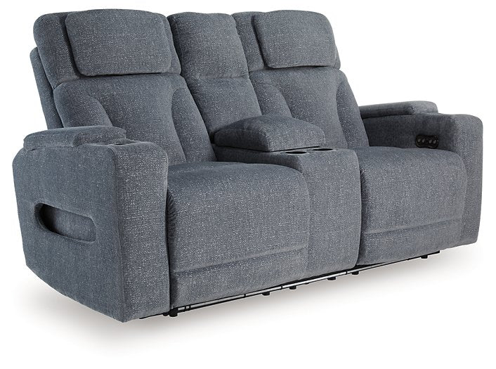 Studio Cave Power Reclining Loveseat with Console - galleria furniture outlet