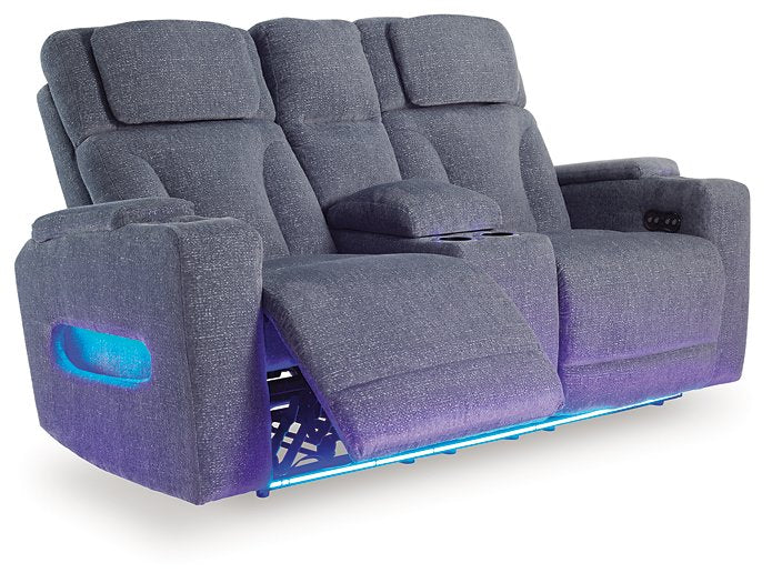 Studio Cave Power Reclining Loveseat with Console - galleria furniture outlet